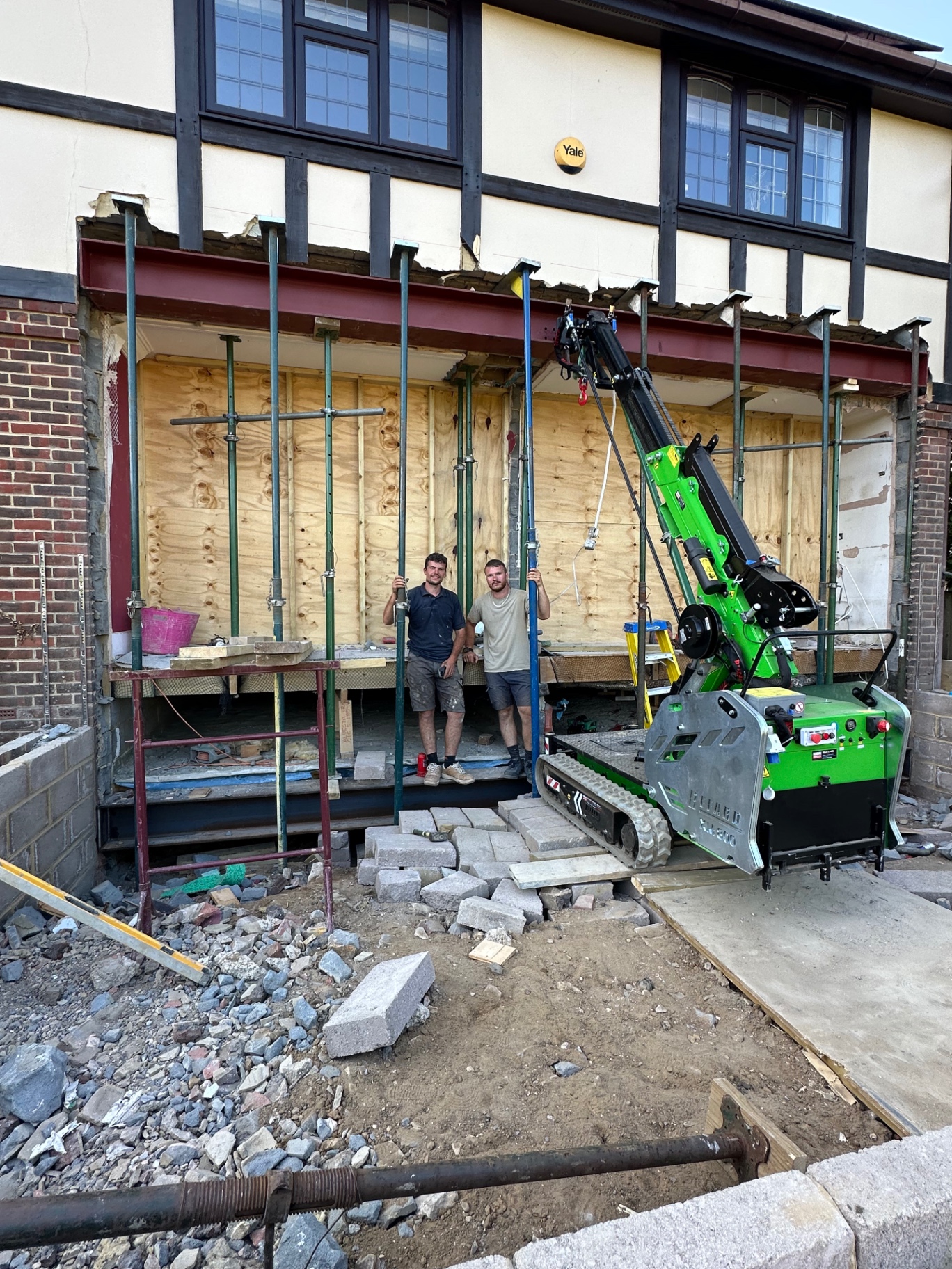Construction stage — structural opening and steel installation Structural opening and steel installation during construction