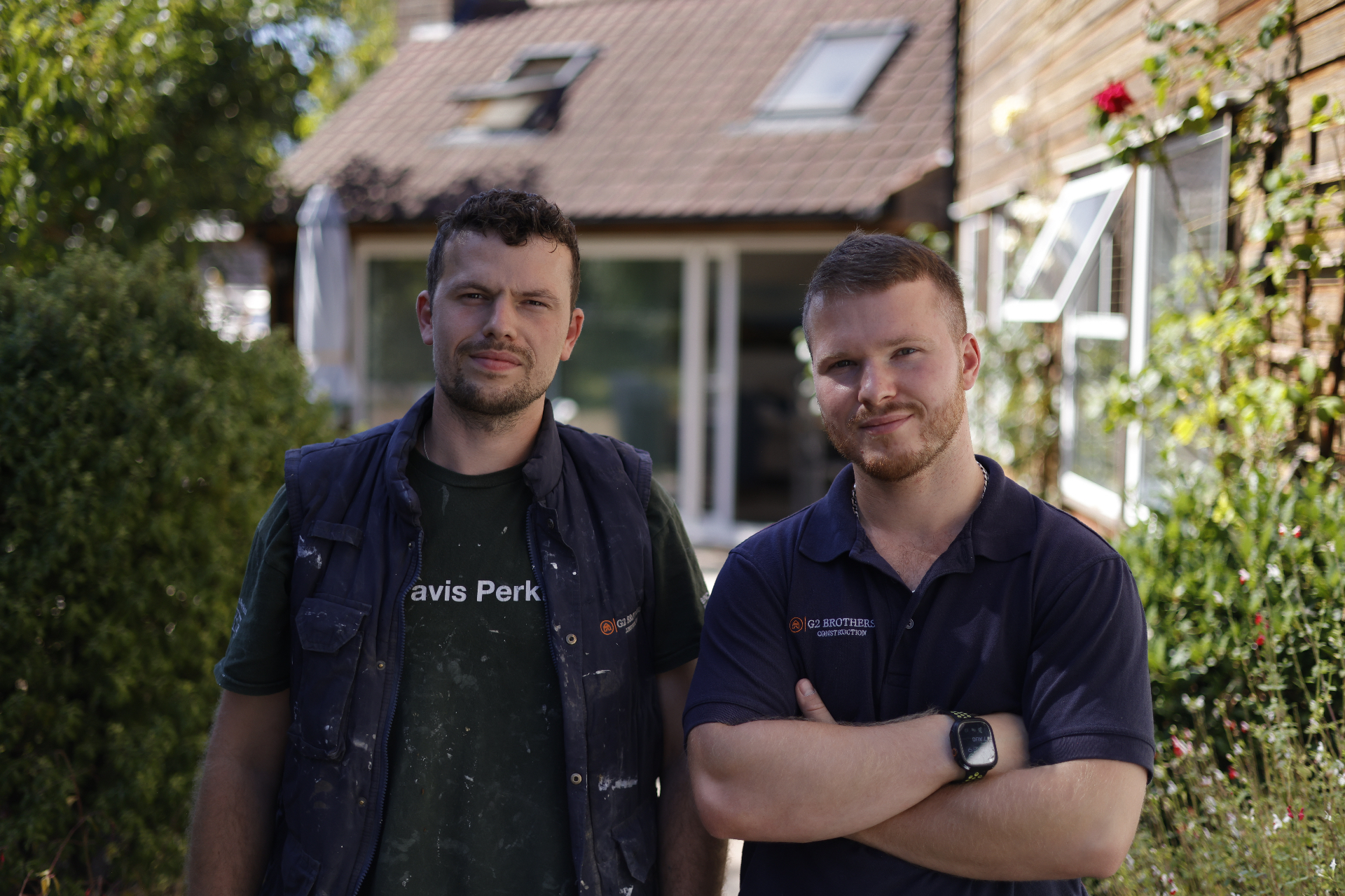 James and Thomas, the brothers behind G2 Brothers Construction, on site together