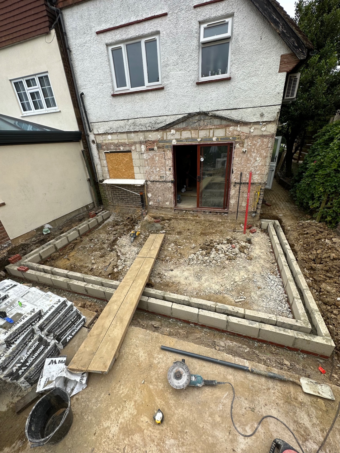 Foundations and footings underway for the new rear extension